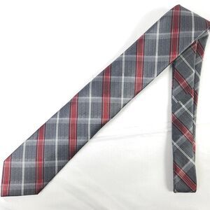 NWT Pronto Uomo Gray Plaid Techno-Care Liquid Repellent Silk Slim Tie 58" x 3"